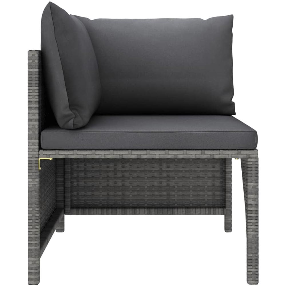Divano ad Angolo Modulare con Cuscini in Polyrattan Grigio - Foto 3