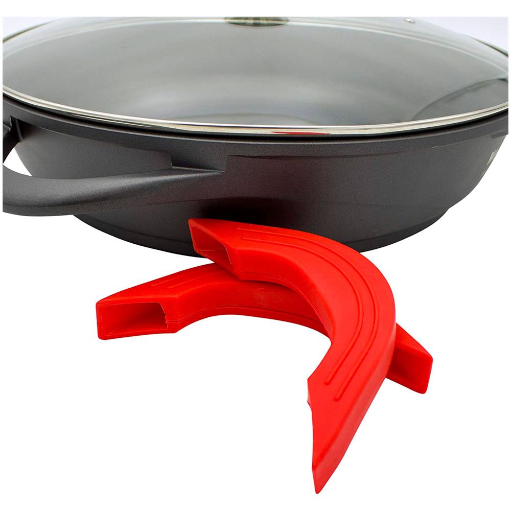 Ecostone Casseruola Bassa 40cm Induzione, Coperchio Di Vetro, Antiaderente Alluminio Fuso Nero - Foto 4