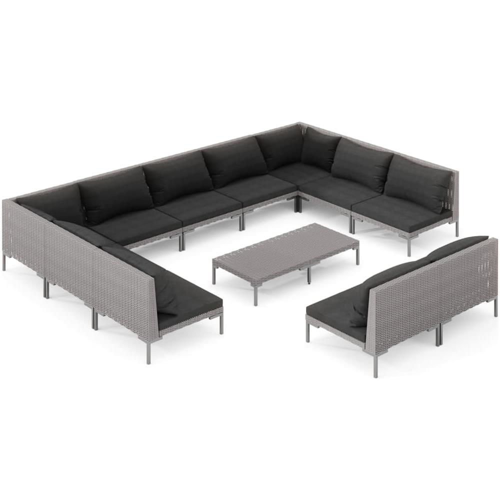 Set Divani Da Giardino 6 Pz Con Cuscini In Polyrattan Grigio 46807