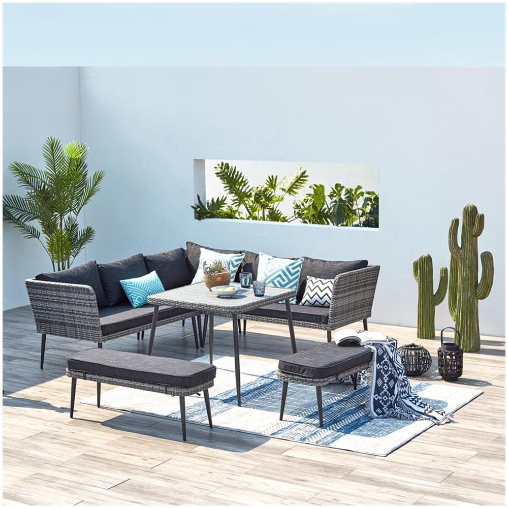 Salotto Da Giardino 9 Posti In Resina Grigio Baracoa - Foto 8