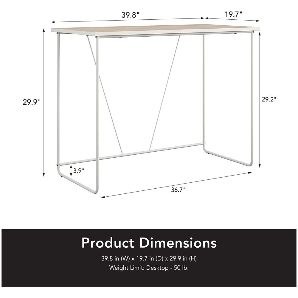 Dante Scrivania Per Computer In Pannelli Di Particelle Di Legno Laminato Natura E Struttura In Metallo Bianco - Foto 2
