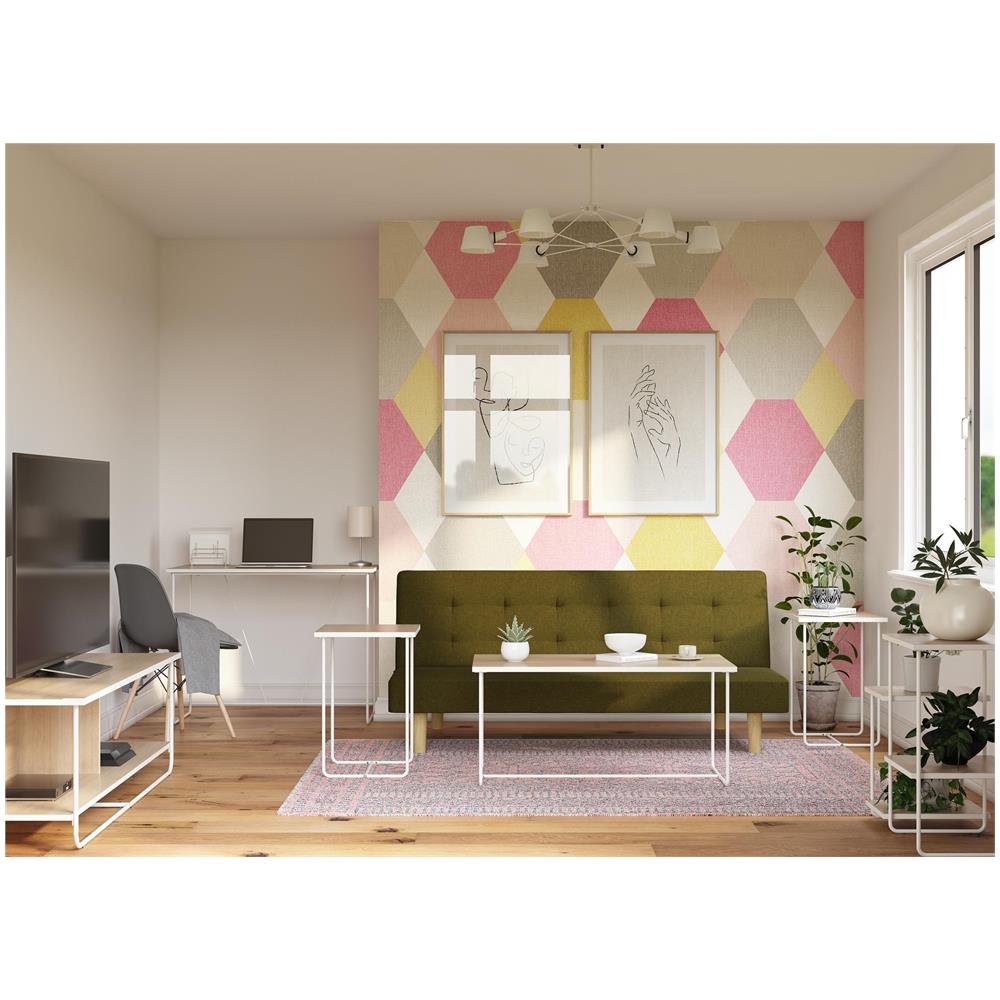 Dante Scrivania Per Computer In Pannelli Di Particelle Di Legno Laminato Natura E Struttura In Metallo Bianco - Foto 5