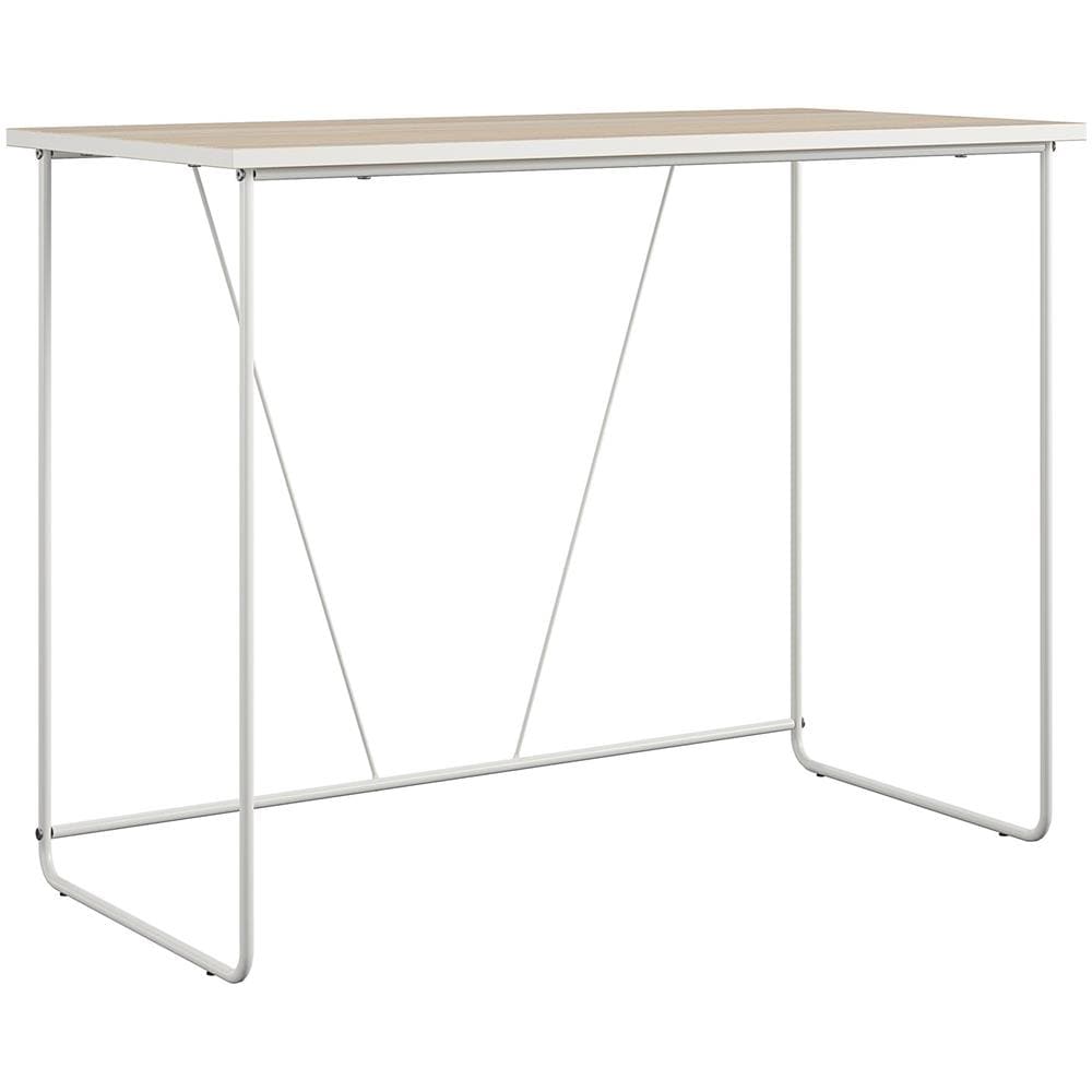 Dante Scrivania Per Computer In Pannelli Di Particelle Di Legno Laminato Natura E Struttura In Metallo Bianco - Foto 1