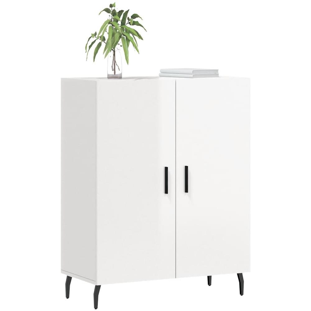 Credenza 69,5x34x90 Cm In Legno Multistrato Bianco Lucido - Foto 3