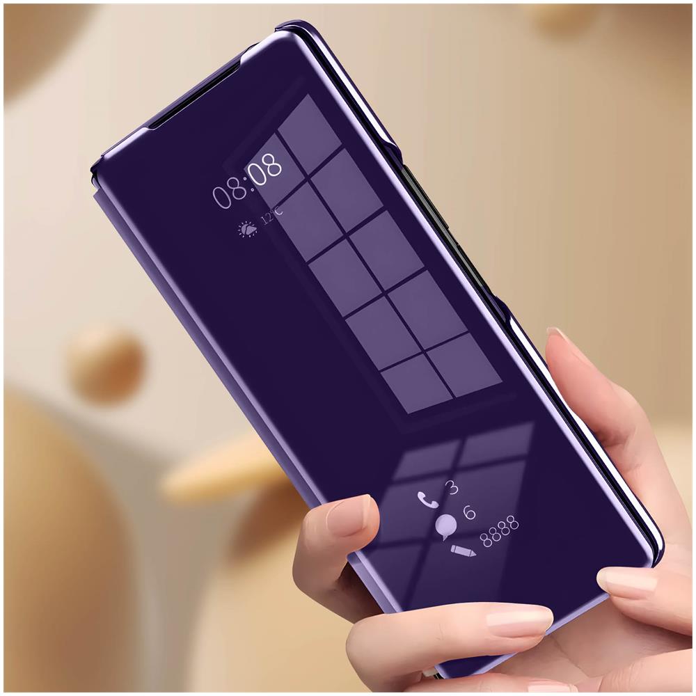 Custodia Clear View Per Samsung Z Fold5 Effetto Specchio Supporto Viola - Foto 5