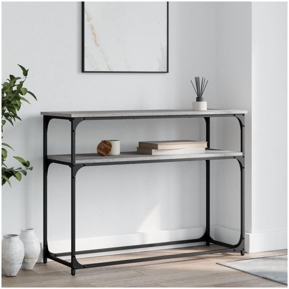 Tavolino Consolle Grigio Sonoma 100x35,5x75cm Legno Multistrato - Foto 1