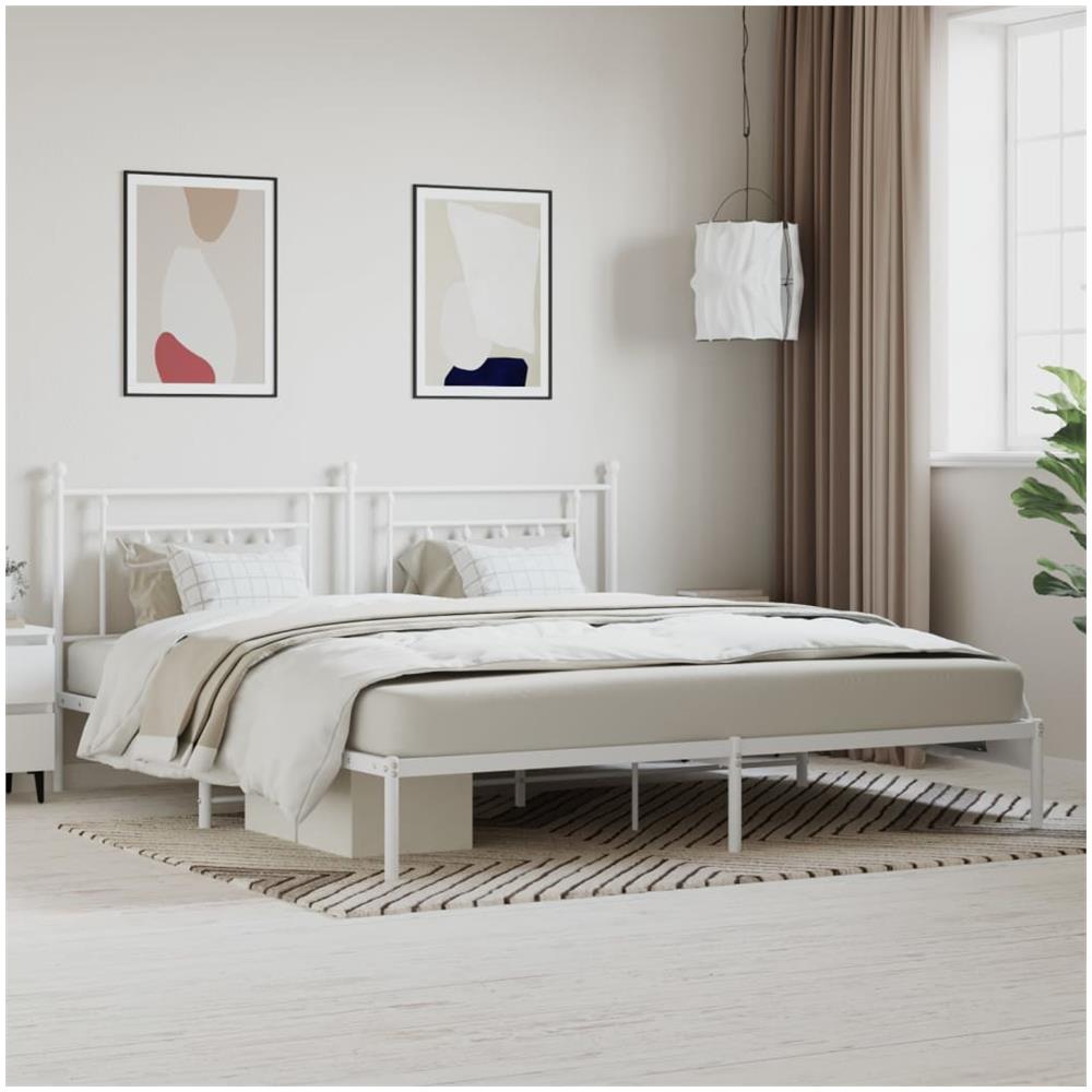 Giroletto Con Testiera Metallo Bianco 193x203 Cm - Foto 1