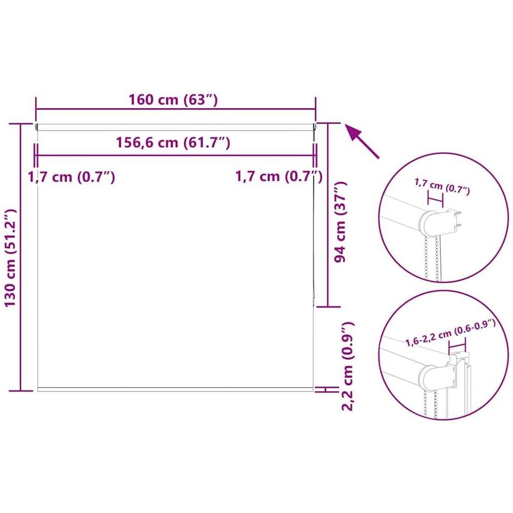 Tenda a Rullo Oscurante 160x130 cm Larghezza Tessuto 156,6 cm - Foto 10