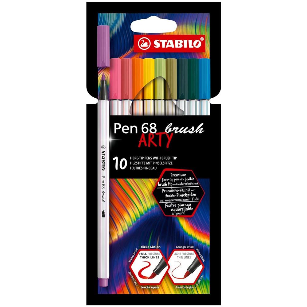 Pen 68 brush - Pennarello Premium con punta a pennello - ARTY - Astuccio da 10 - Colori assortiti - Foto 1