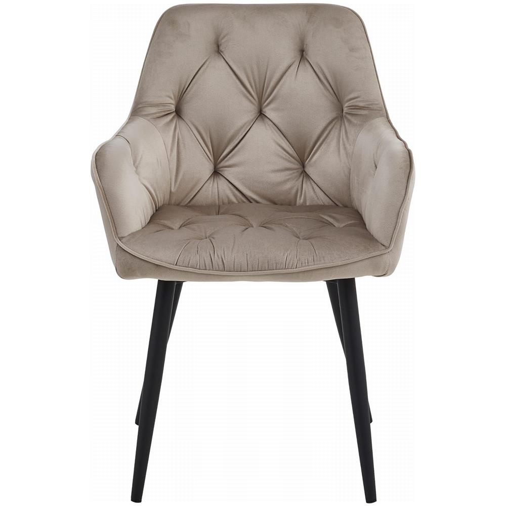Sedia da pranzo LUKK - Velluto beige scuro con gambe nere x1 - Foto 2