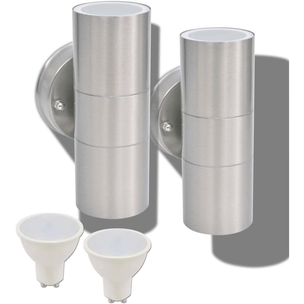 Applique Led Parete Esterno 2pz. Acciaio Inox Proiezione In Alto / in Basso - Foto 3