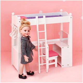 HOMSFOU Mini Letto A Castello Per Casa Delle Bambole Con Cuscino E Lenzuola - Modello In Plastica Scala 1:12, 22x14x13 Cm, Giocattolo E Arredo In Miniatura Per Giochi Di Ruolo