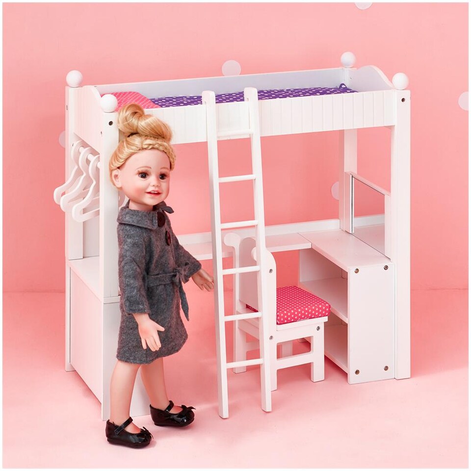HOMSFOU Mini Letto A Castello Per Casa Delle Bambole Con Cuscino E Lenzuola - Modello In Plastica Scala 1:12, 22x14x13 Cm, Giocattolo E Arredo In Miniatura Per Giochi Di Ruolo