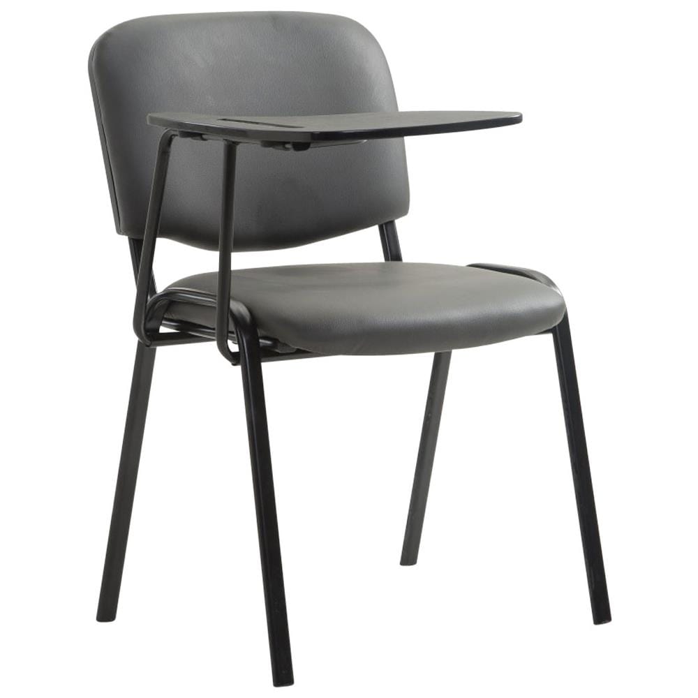 Sedia Visitatore Ken con Tavolino Richiudibile E Seduta in Similpelle I Sedia Ospite Imbottita Riunioni E Conferenze con Telaio in Metallo Grigio - Foto 1