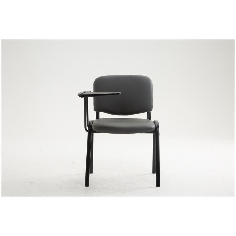 Sedia Visitatore Ken con Tavolino Richiudibile E Seduta in Similpelle I Sedia Ospite Imbottita Riunioni E Conferenze con Telaio in Metallo Grigio - Foto 2