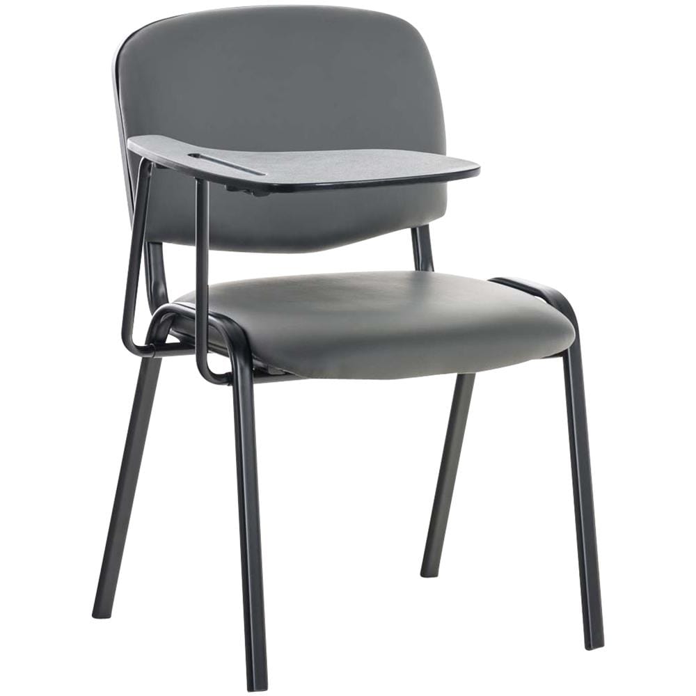 Sedia Visitatore Ken con Tavolino Richiudibile E Seduta in Similpelle I Sedia Ospite Imbottita Riunioni E Conferenze con Telaio in Metallo Grigio - Foto 5