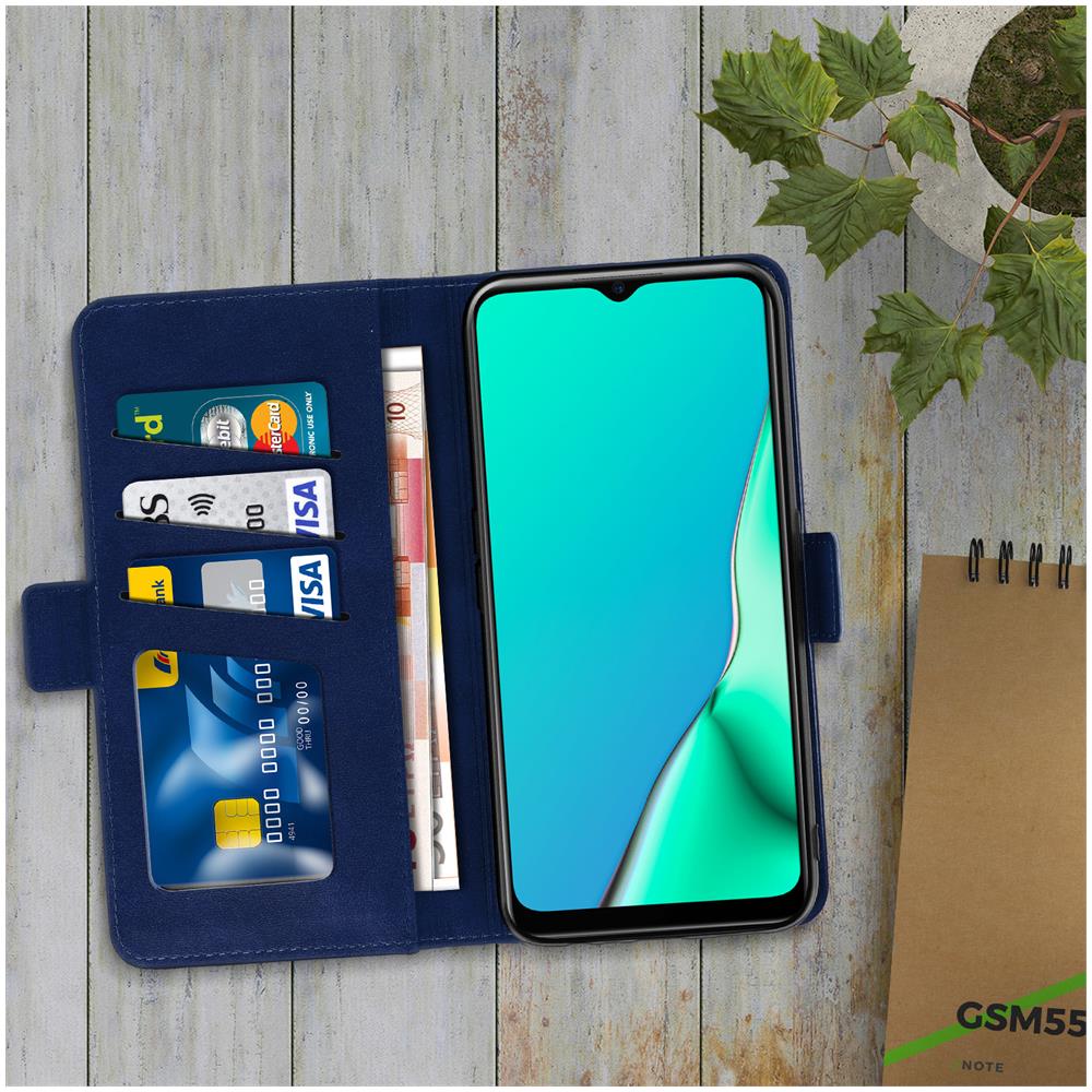 Custodia Oppo A9 2020 / A5 2020 Portacarte Funzione Supporto Video Blu - Foto 2