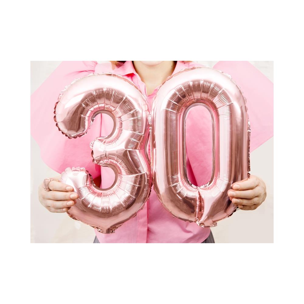 Partydeco - Palloncino Alluminio Numero Color Oro Rosa - Foto 3