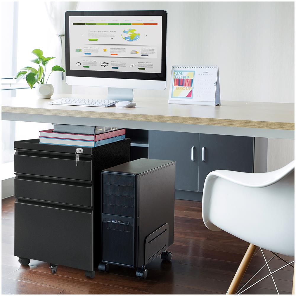 Armadio Metallico Sottopiano Con Serratura Nera Mc-850 Su Ruote - Foto 3