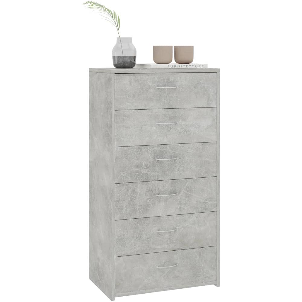 Credenza 6 Cassetti Grigio Cemento 50x34x96cm Legno Multistrato - Foto 2