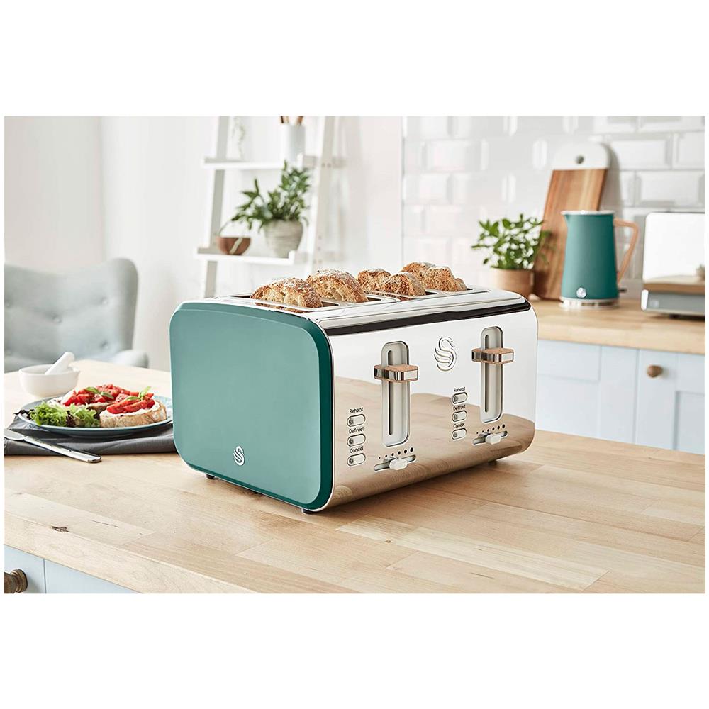 Stp2091 Set Da Colazione Bollitore Senza Fili 1,7l Tostapane Pane 4 Verde Nordic - Foto 2
