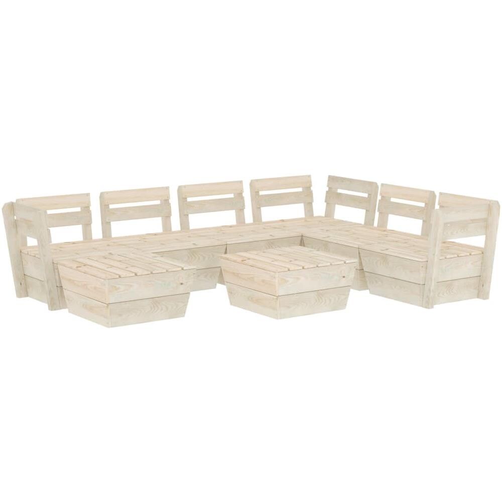 Set Divani Da Giardino Su Pallet 8 Pz In Legno Abete Impregnato - Foto 1