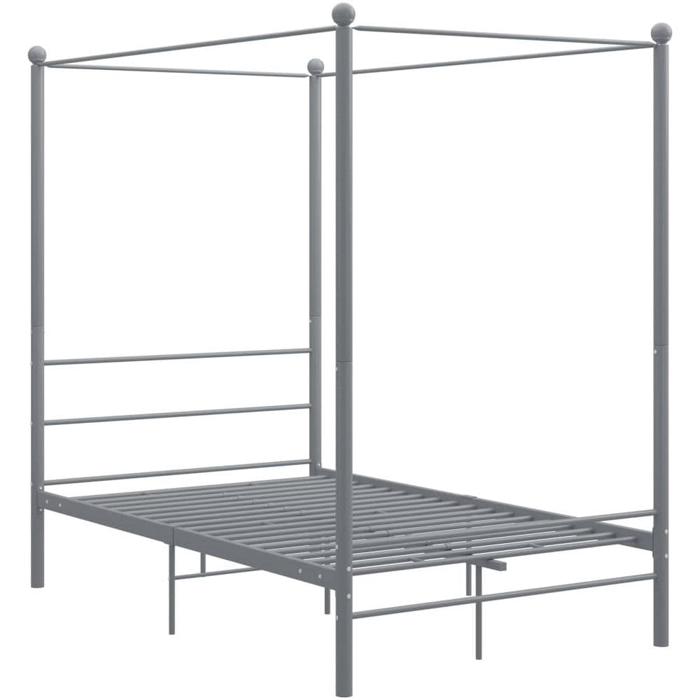 Letto A Baldacchino Grigio In Metallo 140x200 Cm - Foto 2