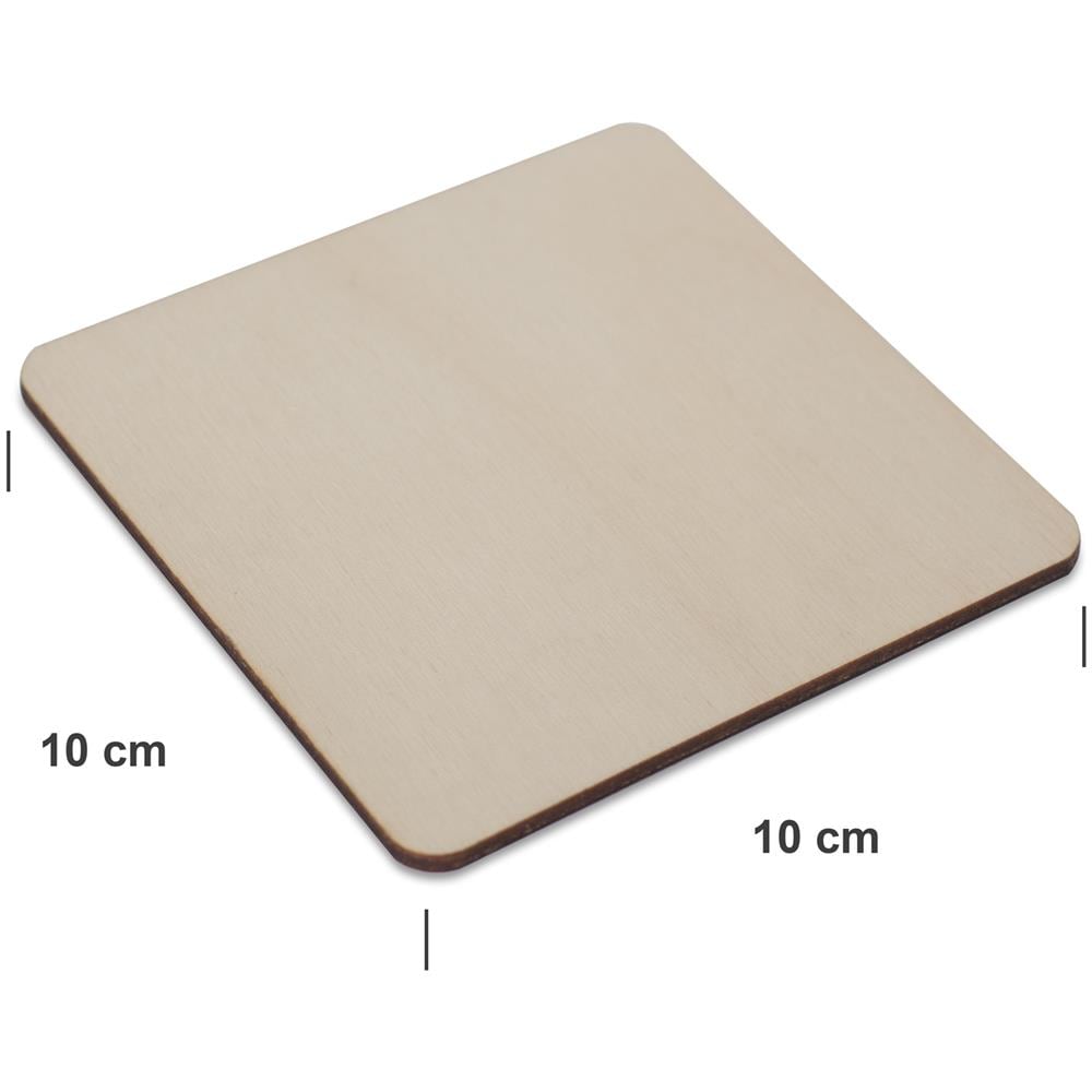 10 X Sottobicchieri Quadrati In Legno | 10 X 10 Cm | Forme Etichette Baltico Compensato Fogli | Perfetto Per Vernice Decorazione E Decoupage - Foto 2