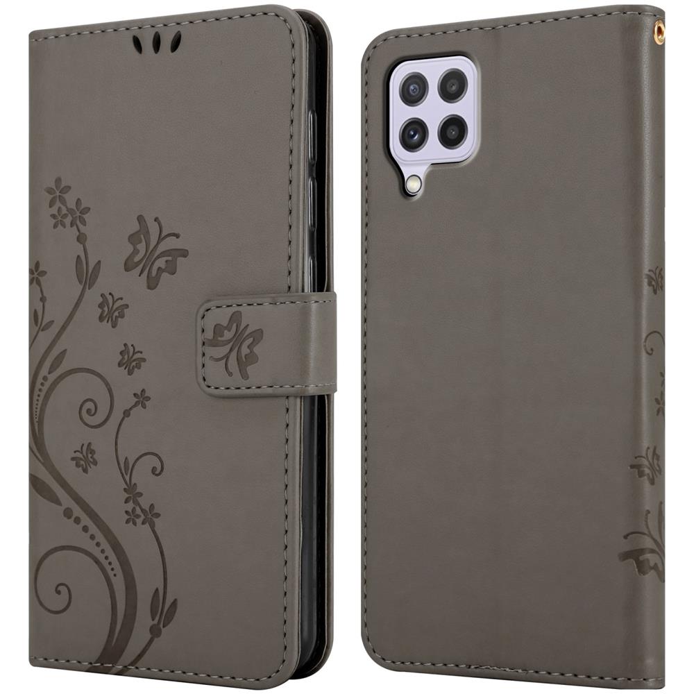 Cadorabo Custodia Compatibile Con Samsung Galaxy A22 4g / M22 / M32 4g In Grigio Fiore - Coperchio Protettivo In Design Floreale Con Chiusura Magnetica, Funzione Stand E Slot Per Carte - Foto 8