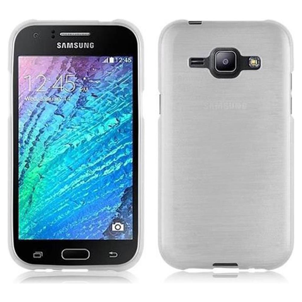 Custodia Compatibile Con Samsung Galaxy J1 2015 In Argento - Coperchio Protettivo In Silicone Tpu Flessibile Con Design Spazzolato - Foto 1