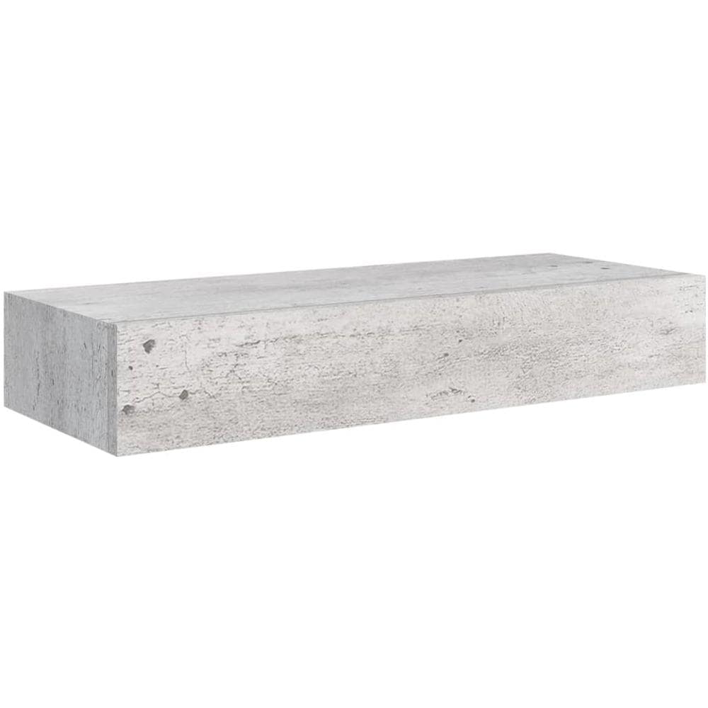 Scaffale A Muro Con Cassetti Grigio Cemento 60x23,5x10 Cm Mdf - Foto 2