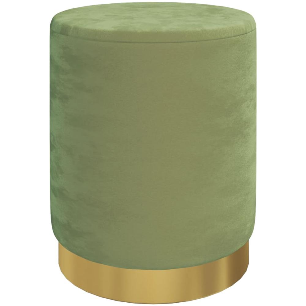 Sgabello Rotondo Con Contenitore Verde Senape In Velluto - Foto 1