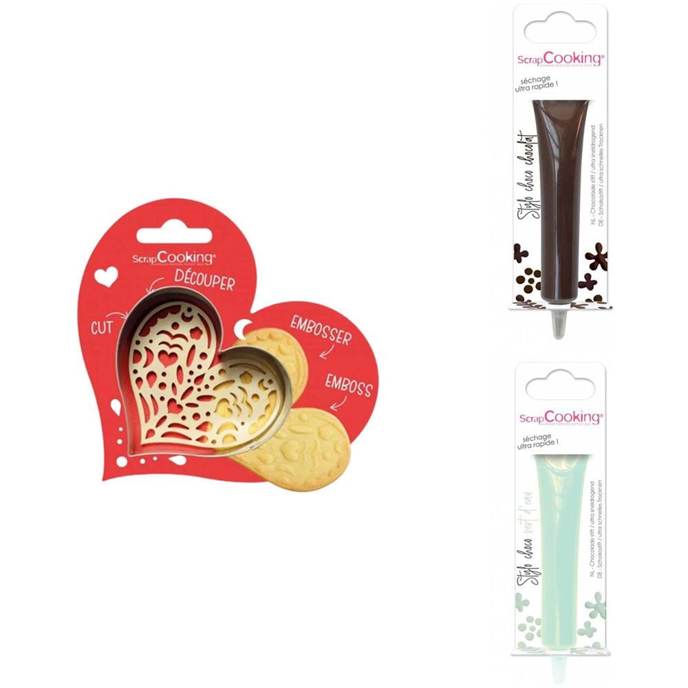 Kit Tagliabiscotti Cuore + 2 Penne Al Cioccolato Marrone E Verde - Foto 2