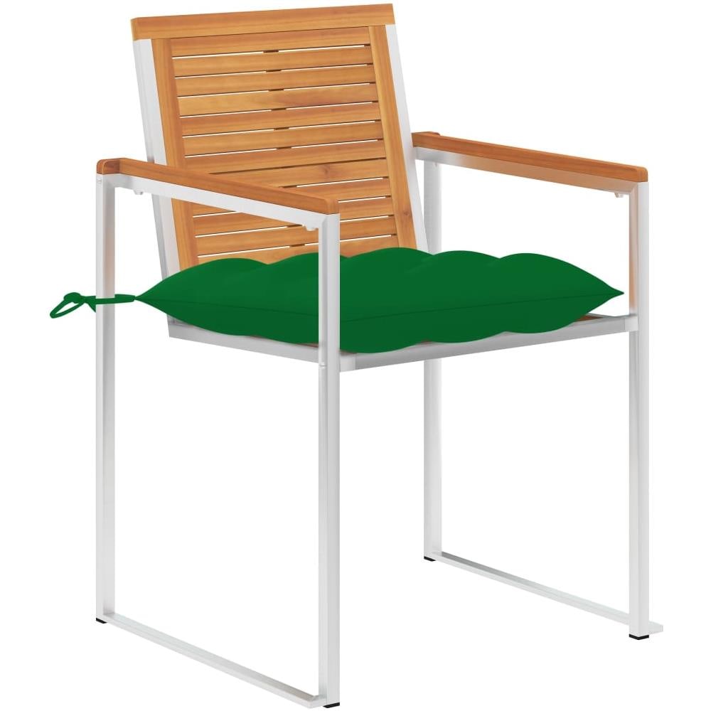 Sedie Da Giardino 2 Pz Con Cuscini In Legno Acacia E Acciaio - Foto 2