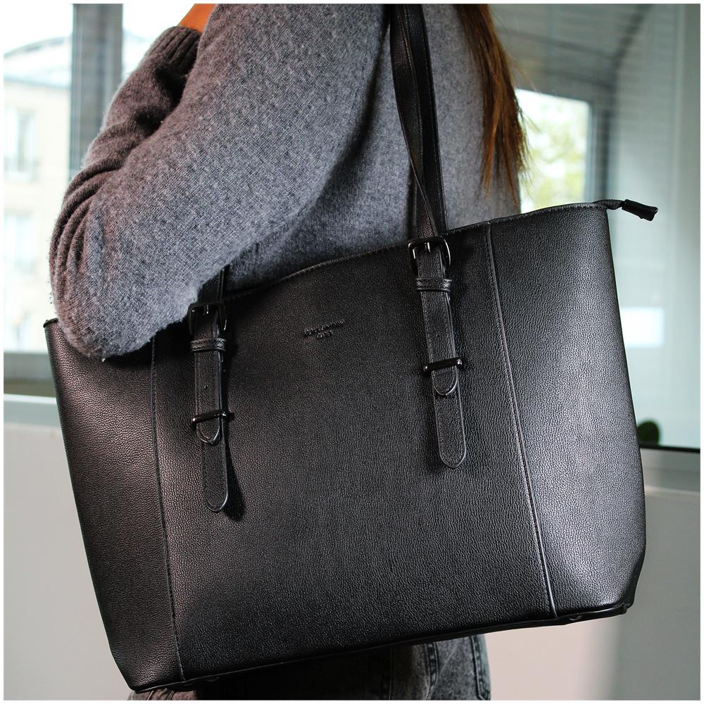 Borsa Shopper In Similpelle - Paris - Nera - Foto 6