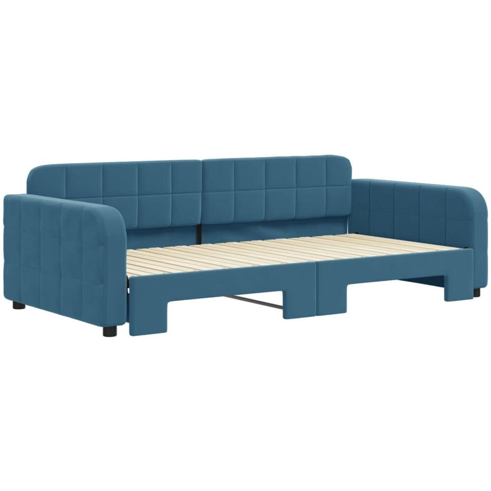 Divano Letto Con Letto Estraibile Blu 100x200 Cm In Velluto - Foto 3