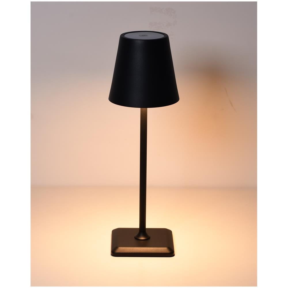Lampada Da Tavolo Led Senza Fili Ricarica Usb-c Dimmerabile In Metallo Nero - Foto 2