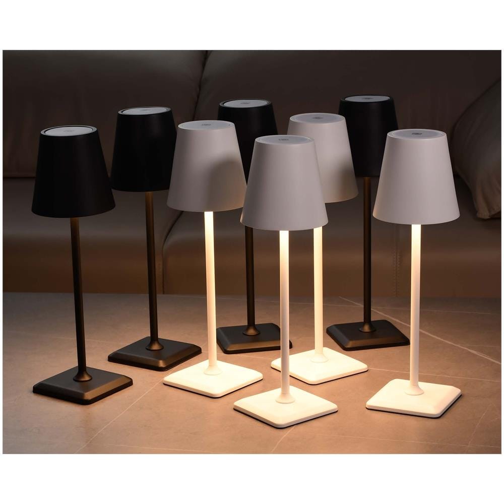 Lampada Da Tavolo Led Senza Fili Ricarica Usb-c Dimmerabile In Metallo Nero - Foto 3