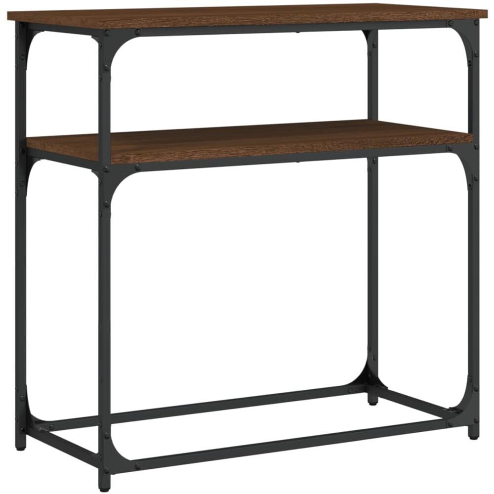 Tavolino Consolle Rovere Marrone 75x35,5x75cm Legno Multistrato - Foto 2