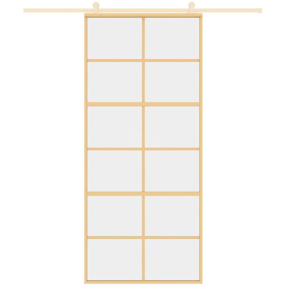 Porta Scorrevole Dorata 90x205 Vetro Trasparente Esg Alluminio - Foto 3