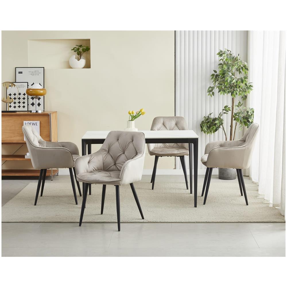 Sedie da pranzo LUKK - Velluto beige scuro con gambe nere x2 - Foto 9