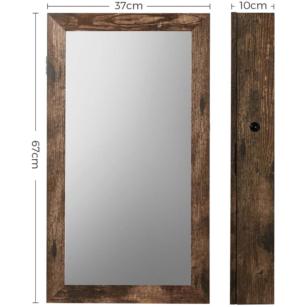 Mobiletto portagioielli da parete VALORA con specchio, marrone rustico JJC051K01 - Foto 6