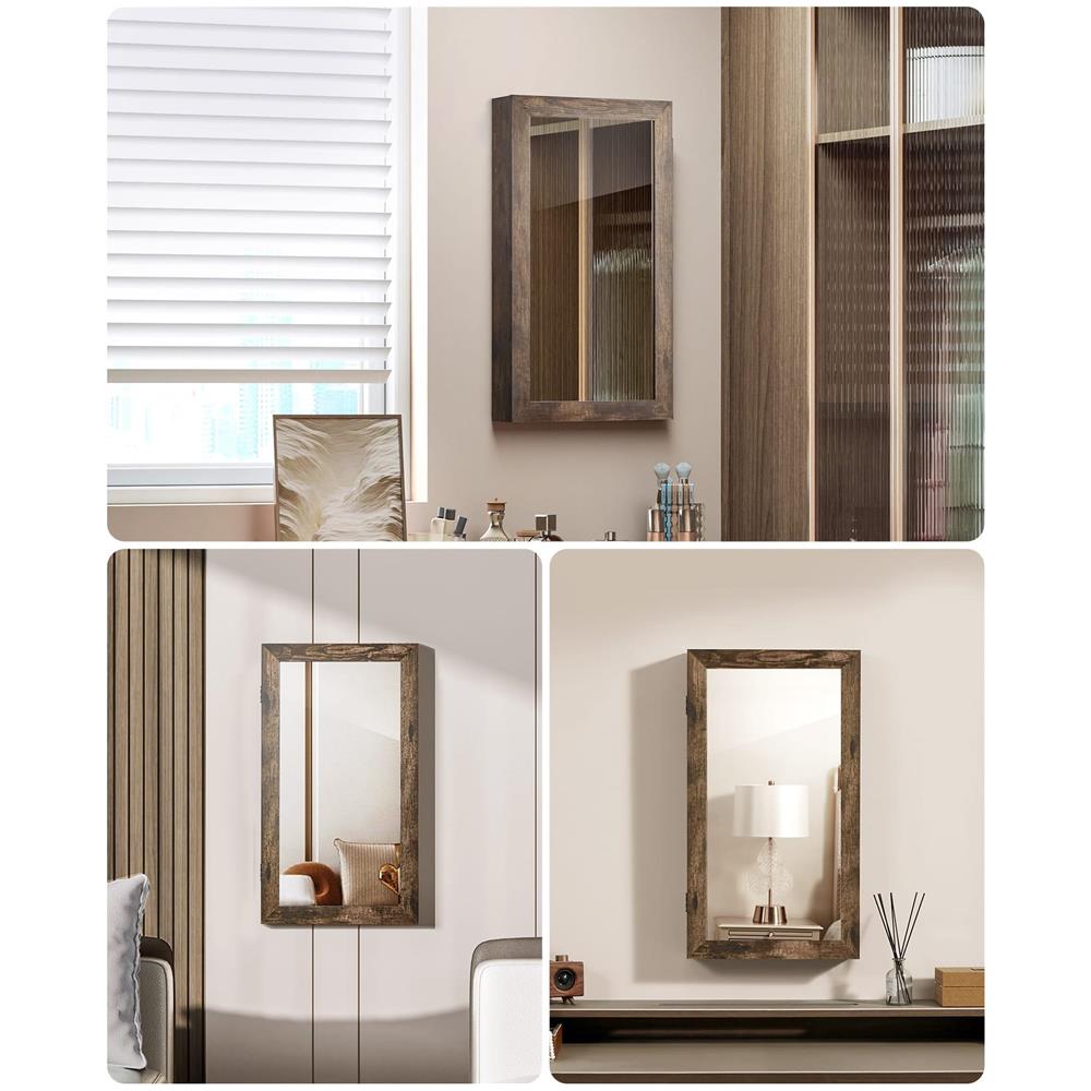 Mobiletto portagioielli da parete VALORA con specchio, marrone rustico JJC051K01 - Foto 2