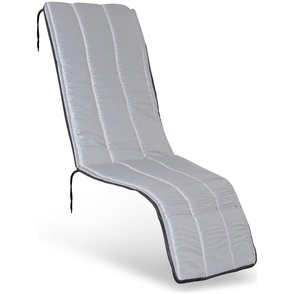 Cuscino per sdraio trapuntato in schiuma 165x50 cm, impermeabile, grigio scuro - Foto 2