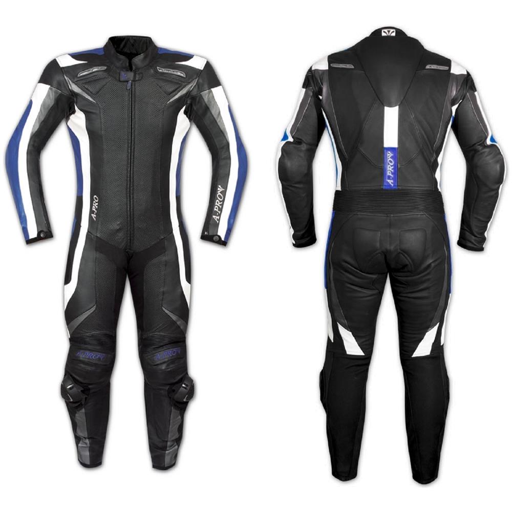 Tuta Pelle Moto Racing Pista Sport 2 Pezzi Divisibile Prese Aria Blu 56 - Foto 1