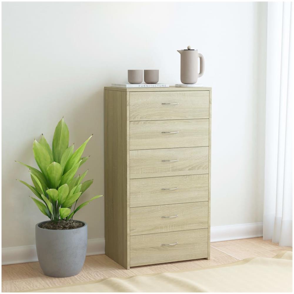 Credenza 6 Cassetti Rovere Sonoma 50x34x96cm Legno Multistrato - Foto 1