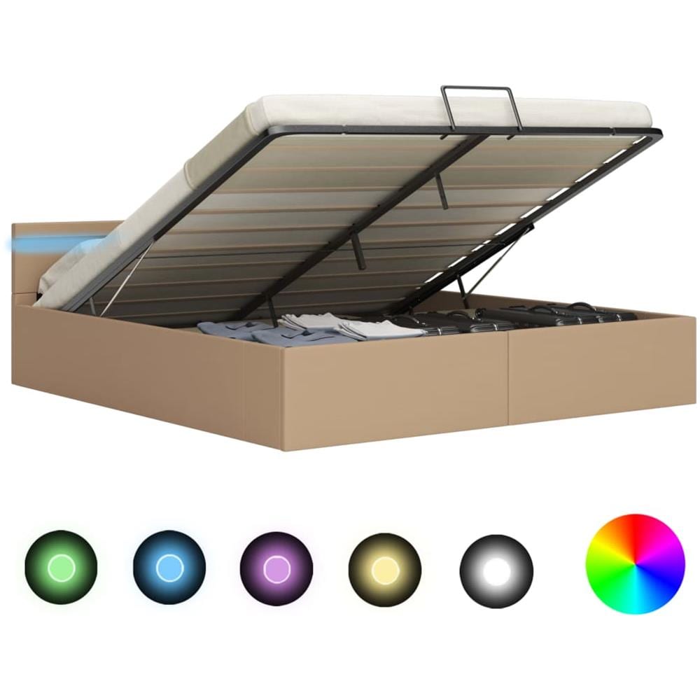 Giroletto Idraulico con LED Cappuccino Similpelle 180x200cm - Foto 1