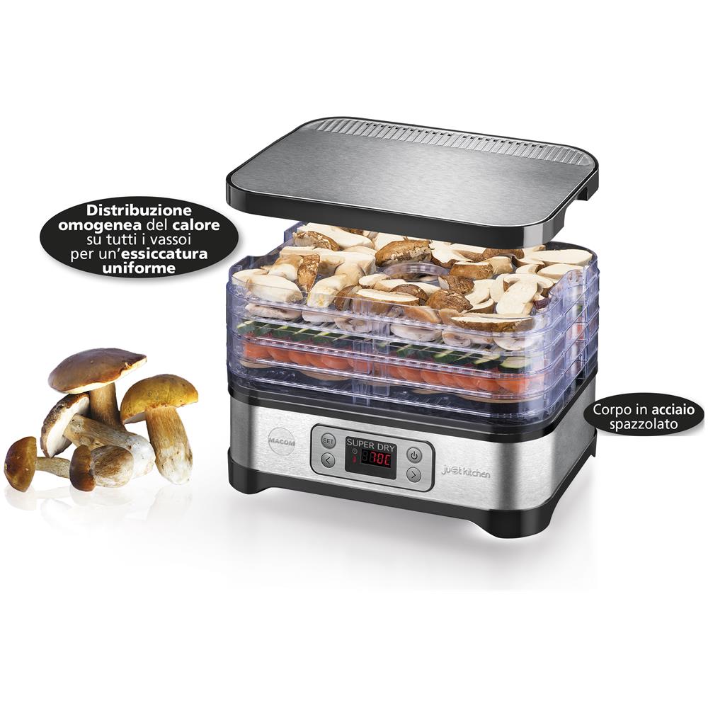 Essiccatore per Alimenti Super Dry 871 con 5 Ripiani Potenza 450 Watt Colore Nero /Acciaio Inossidabile - Foto 1