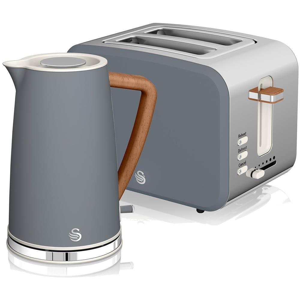 Stp2090 Set Da Colazione Bollitore Senza Fili 1,7l Tostapane Pane 2 Grigio Nordic - Foto 1