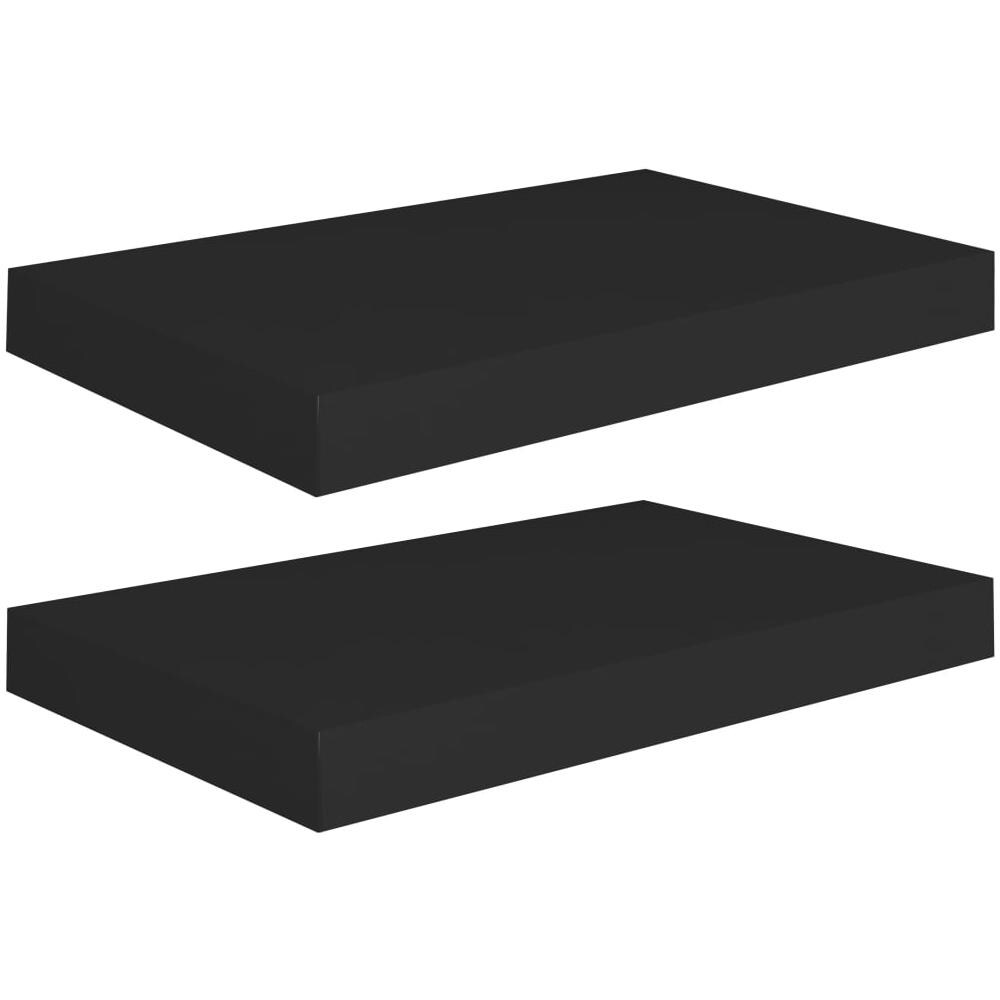 Scaffali A Parete 2 Pz Neri 40x23x3,8 Cm In Mdf - Foto 2